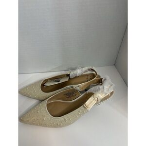 a new day Ivory Beaded Pointed Toe Slingback Heels